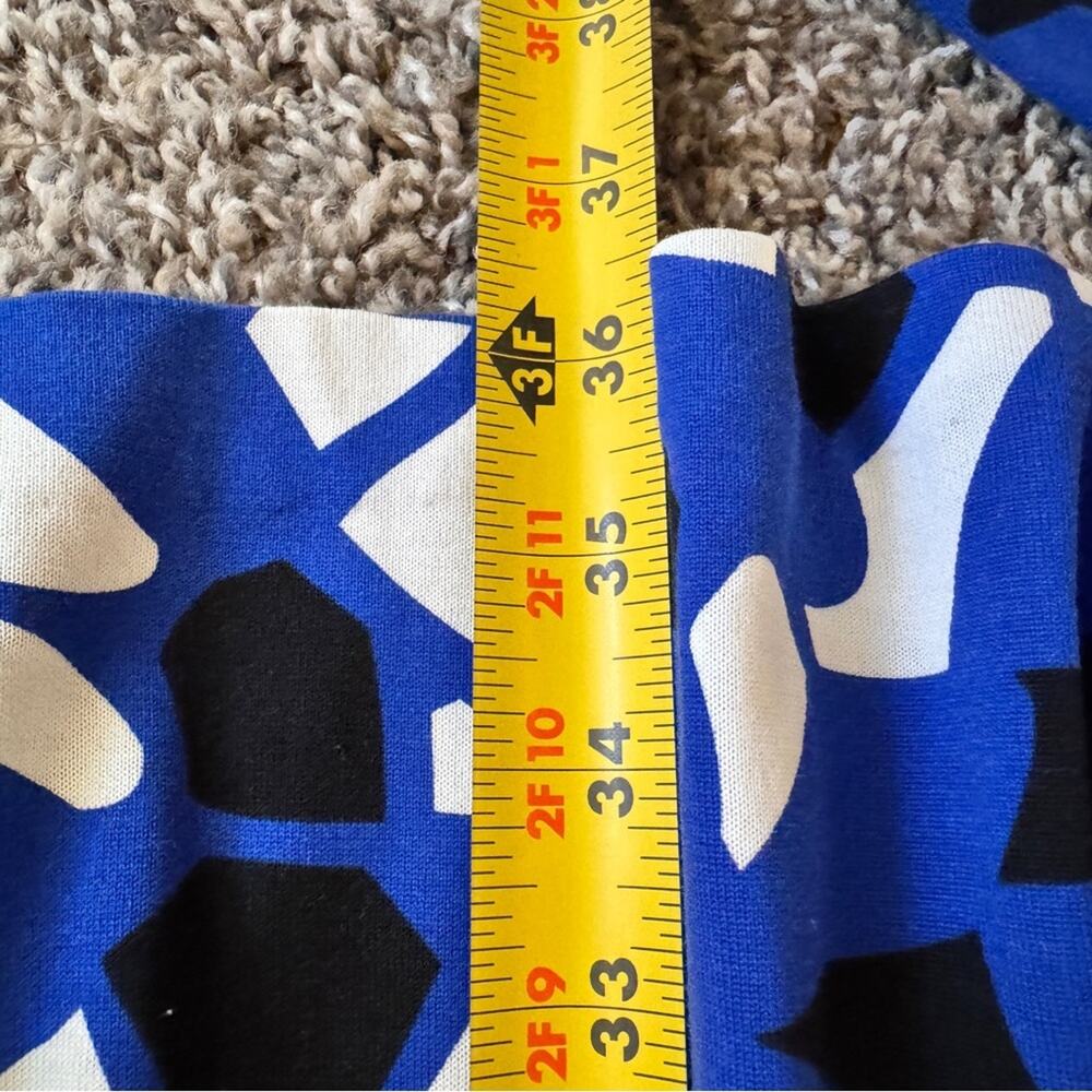 Diane Von Furstenberg Blue Mini Wrap Dress Womens 4 Cotton Silk Geometric Print - Picture 4 of 12